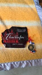 Vintage Geel Gestreepte Dralon Deken - 180x220, Gebruikt, Eenpersoons, Vintage, Geel