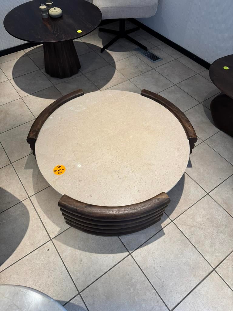 Salontafel Japandi travertin hout 90x30 cm, Ophalen, Japandi, Overige materialen, 100 tot 150 cm