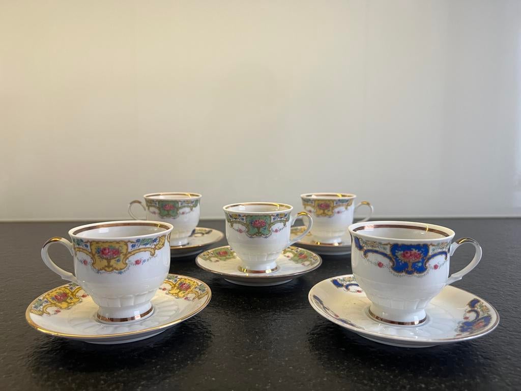 Vintage 5 kop en schotels Mitterteich Bavaria West Duitsland, Antiek en Kunst, Antiek | Servies compleet, Ophalen