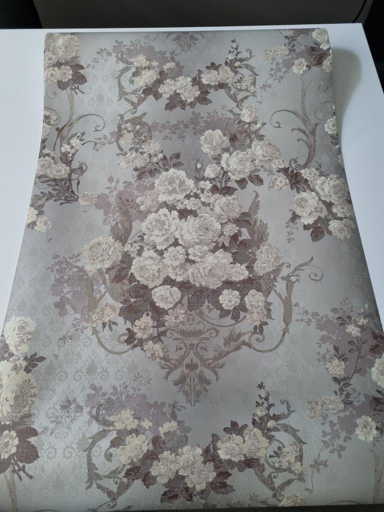 Eijffinger  - Bloemen Behang grijstinten voorradig, Ophalen of Verzenden, 75 m² of meer, Grijs, Klassiek, Bloemen, Elegant