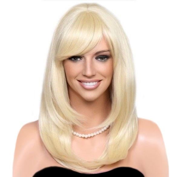 Pruik schouderlengte lichtblond steil haar Lollipop kleur 61, Sieraden, Tassen en Uiterlijk, Uiterlijk | Haarverzorging, Verzenden