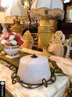 Plafondlamp art deco plafonnière dikke glas wit - brons, Verzenden