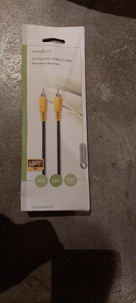 Nieuwe Nedis Composiet Video Kabel RCA male - RCA male, Nedis, Nieuw, Postbus 90154, 3000 LM Rotterdam, Nederland, Ophalen of Verzenden