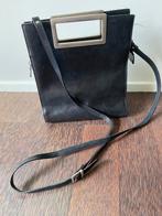 Zwart leren damestas met schouderriem retro/vintage, Ophalen of Verzenden, Zo goed als nieuw, Zwart, Handtas