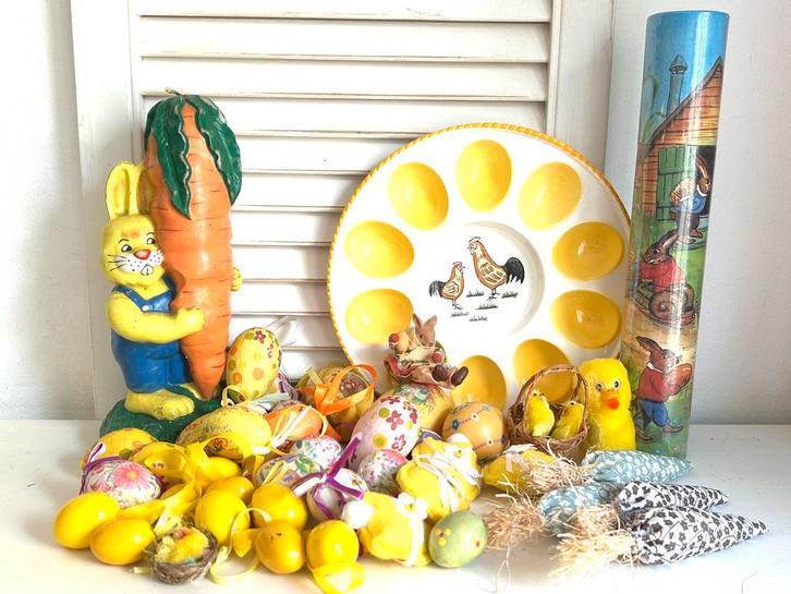 Paasdecoratie geel hangers kuiken eierschaal etc, Diversen, Pasen, Ophalen