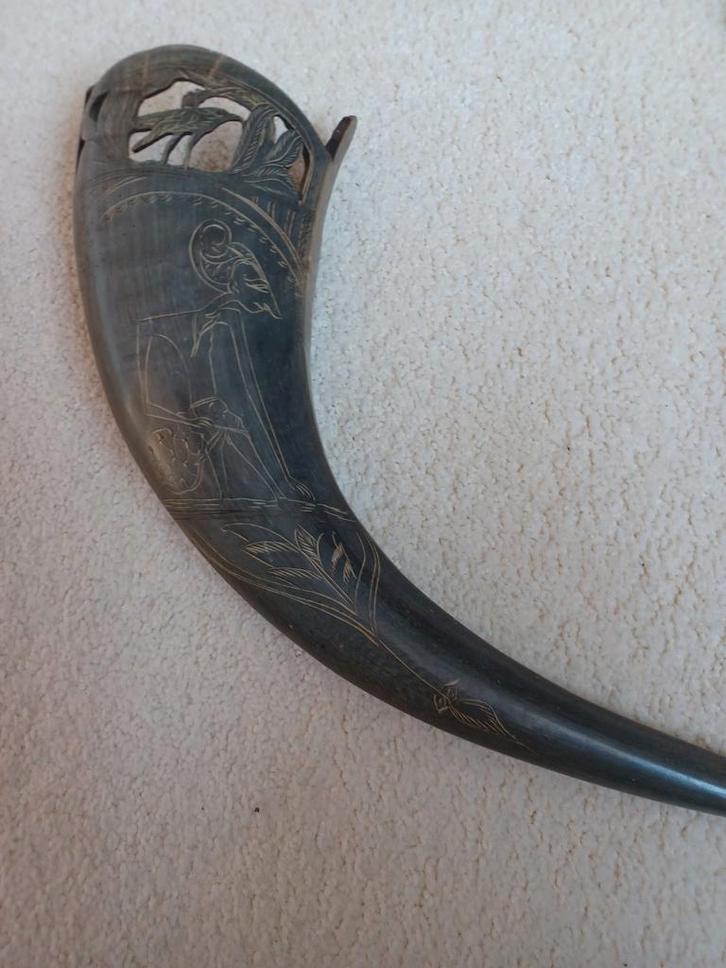 Bewerkt Indische waterbuffel  Hoorn  waterbuffelhoorn, Antiek en Kunst, Antiek | Overige Antiek, Ophalen of Verzenden