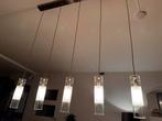 Hanglamp eetkamer met 5 glazen buizen, helder en matglas, Ophalen, Zo goed als nieuw, Glas, 75 cm of meer