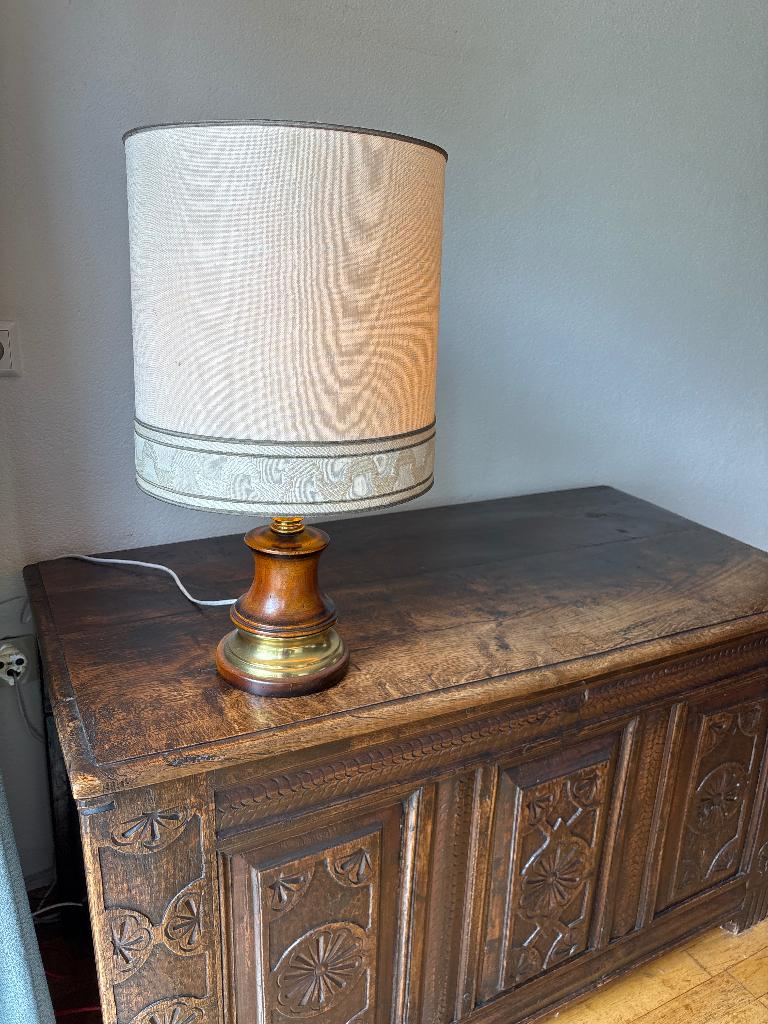 Vintage tafellamp, Ophalen, Gebruikt, Hout, 50 tot 75 cm