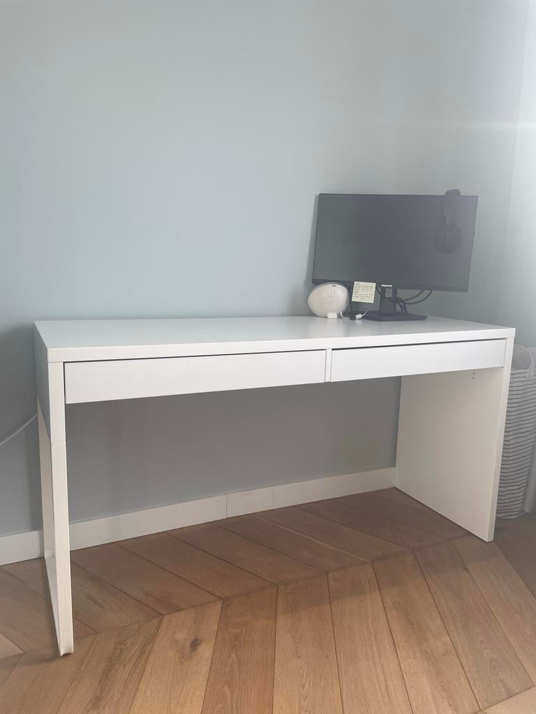 IKEA MICKE Bureau wit 142x50 cm met lades, Huis en Inrichting, Ophalen, Gebruikt, Met lades, Spaanplaat of MDF