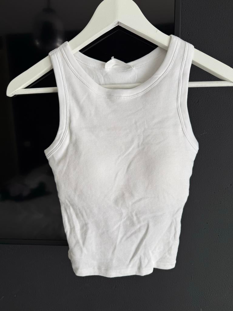 Witte geribbelde cropped tanktop van Primark, maat XXS, Wit, Nieuw, Ophalen of Verzenden, Zonder mouw