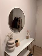 Witte spiegel wit metalen rand 70x70, Ophalen, Rond, Nieuw, Minder dan 100 cm