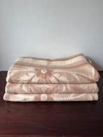 Vintage Bruin Gebloemd Wollen Woondeken, Deken, Plaid, Ophalen of Verzenden, Gebruikt