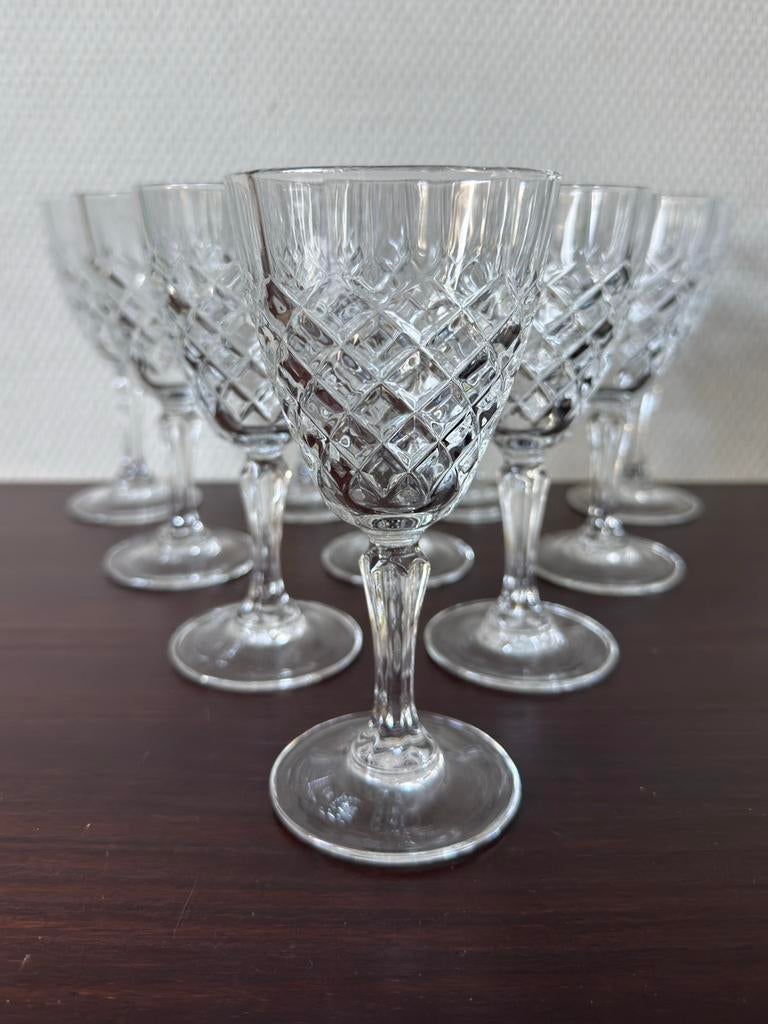 Luminarc Arcoroc Ruit Geslepen Witte Wijnglazen, 15,5 cm, Glas of Glazen, Ophalen of Verzenden, Overige stijlen, Glas
