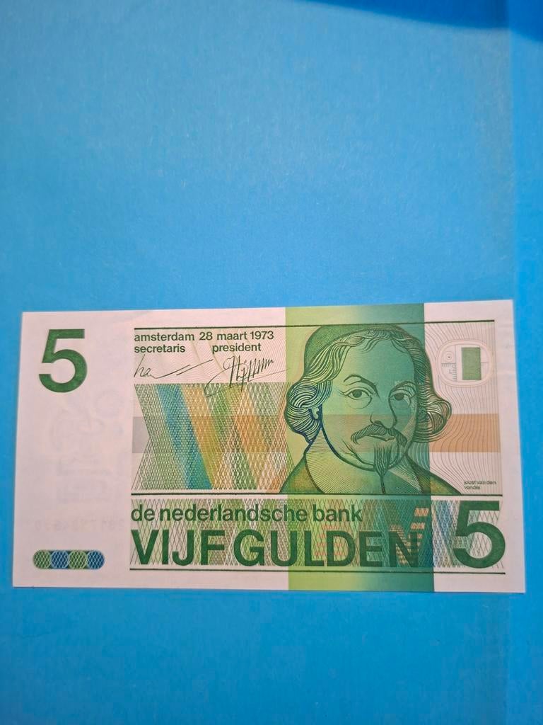 5 gulden Vondel II proof 2 uit 1973 in Aunc
Serie 2817, Postzegels en Munten, Bankbiljetten | Nederland, Ophalen of Verzenden