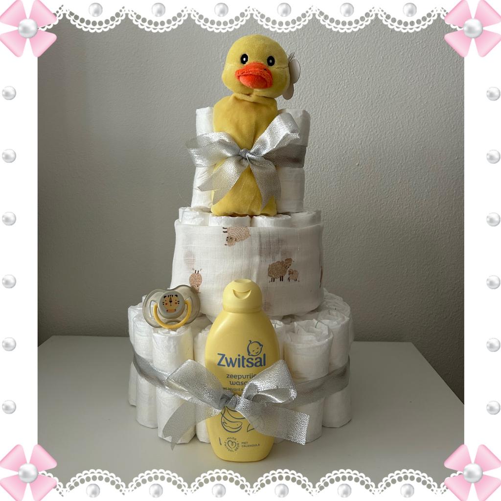 Luiertaart met eendje, Kinderen en Baby's, Kraamcadeaus en Geboorteborden, Nieuw, Ophalen of Verzenden