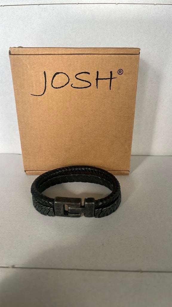 Josh vintage black dubbele armband, Ophalen of Verzenden, Nieuw, Zwart, Staal