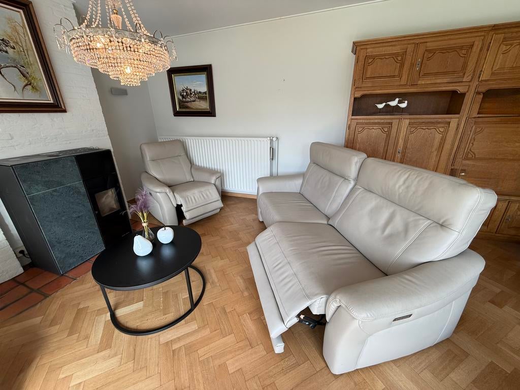 Hoogwaardig Lederen Salon – Elektrische Relax – Als Nieuw, Ophalen, Zo goed als nieuw, Leer