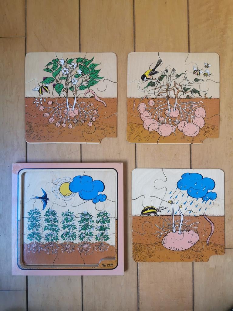 Vintage Rolf 4-in-1 Puzzel: Groei van de Aardappel, Kinderen en Baby's, Speelgoed | Educatief en Creatief, Ophalen of Verzenden