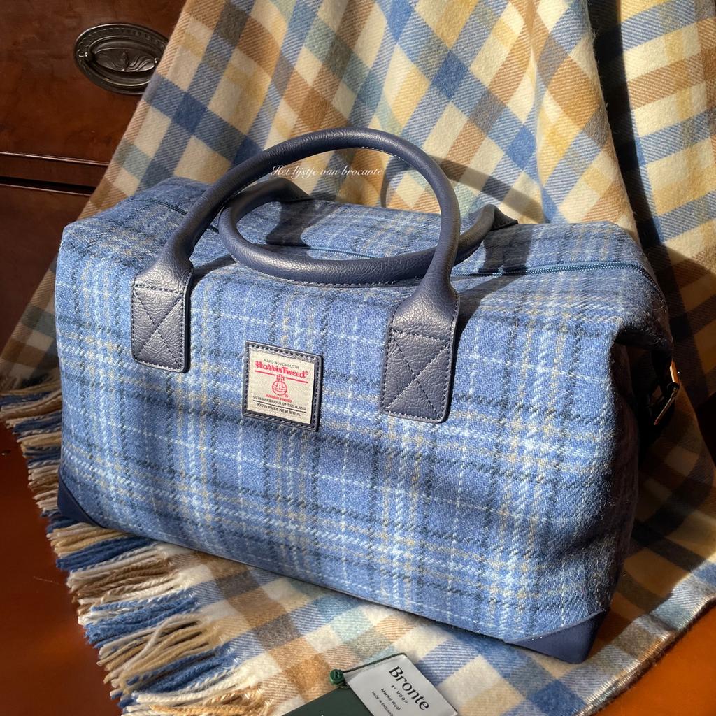 Schotse Harris Tweed weekendtas Check blue, Blauw, Info@lijstjevanbrocante.nl, Ophalen of Verzenden, Westdijk 41 3241 GT Middelharnis