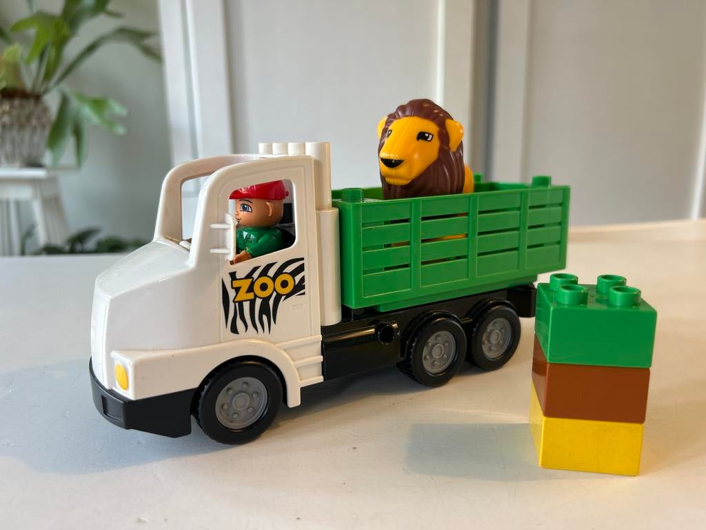 Duplo Zoo vrachtwagen met leeuw en poppetje, Ophalen of Verzenden, Gebruikt, Jongen of Meisje