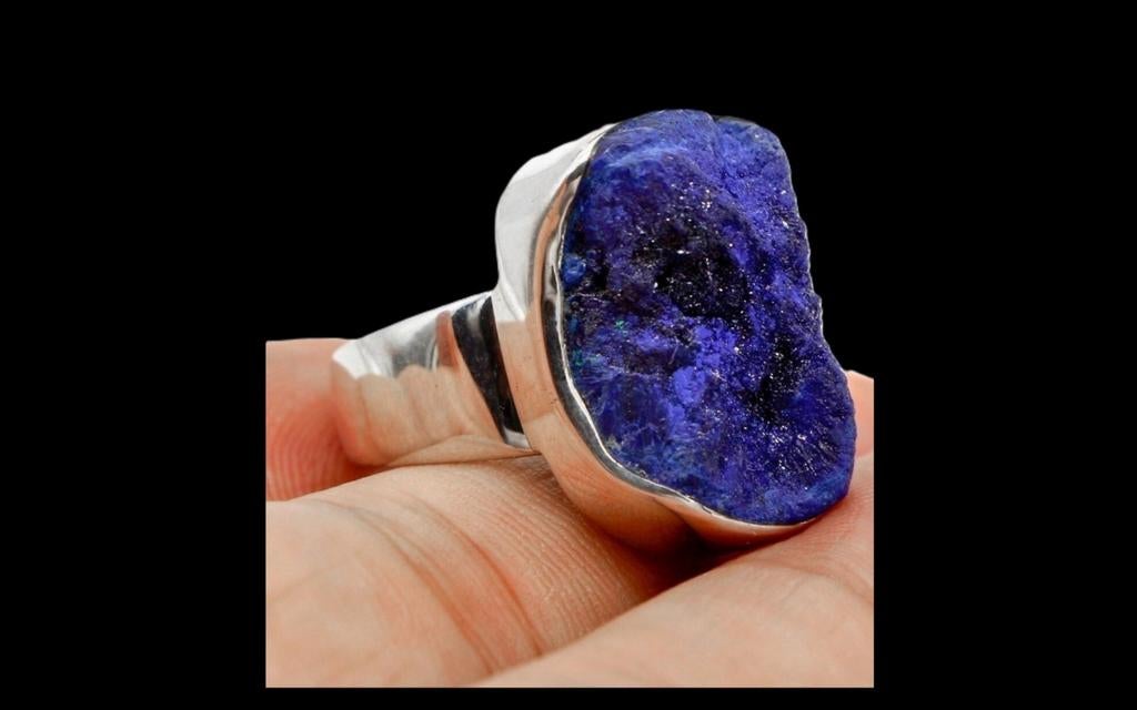 Geweldig mooie zilveren ring met Azuriet., Nieuw, 17 tot 18, Met edelsteen, Dame