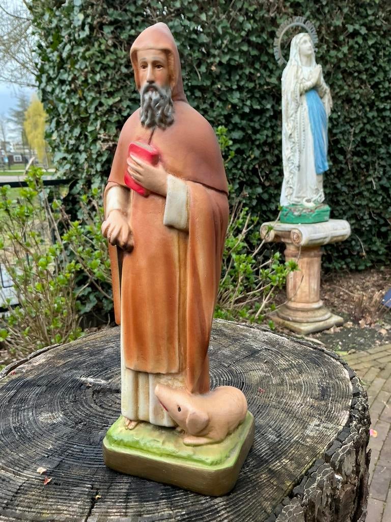 Mooi Heiligenbeeld ❤️ St. Anthonius Abt met varken, Antiek en Kunst, Ophalen of Verzenden