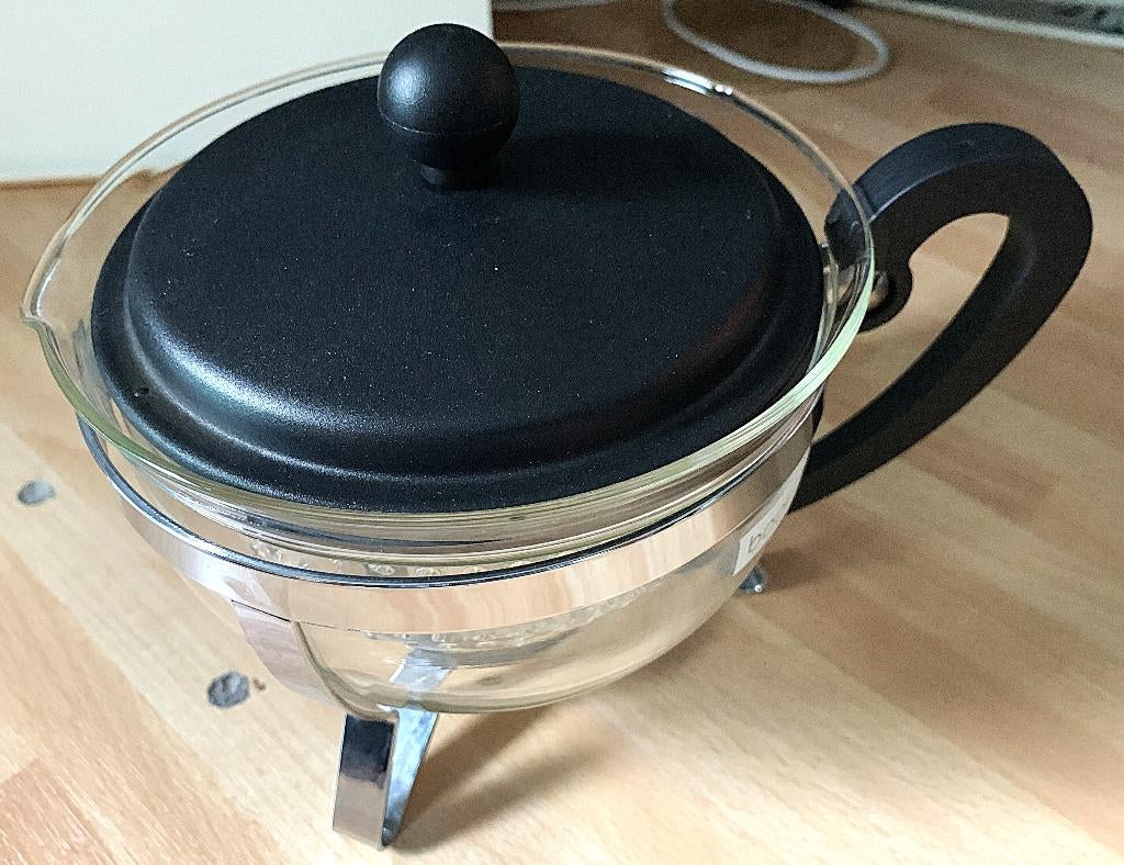 Glazen Theepot "Bodum" + blaadjesfilter + deksel, Bodum, Ophalen, Theepot/fluitketel, Glas