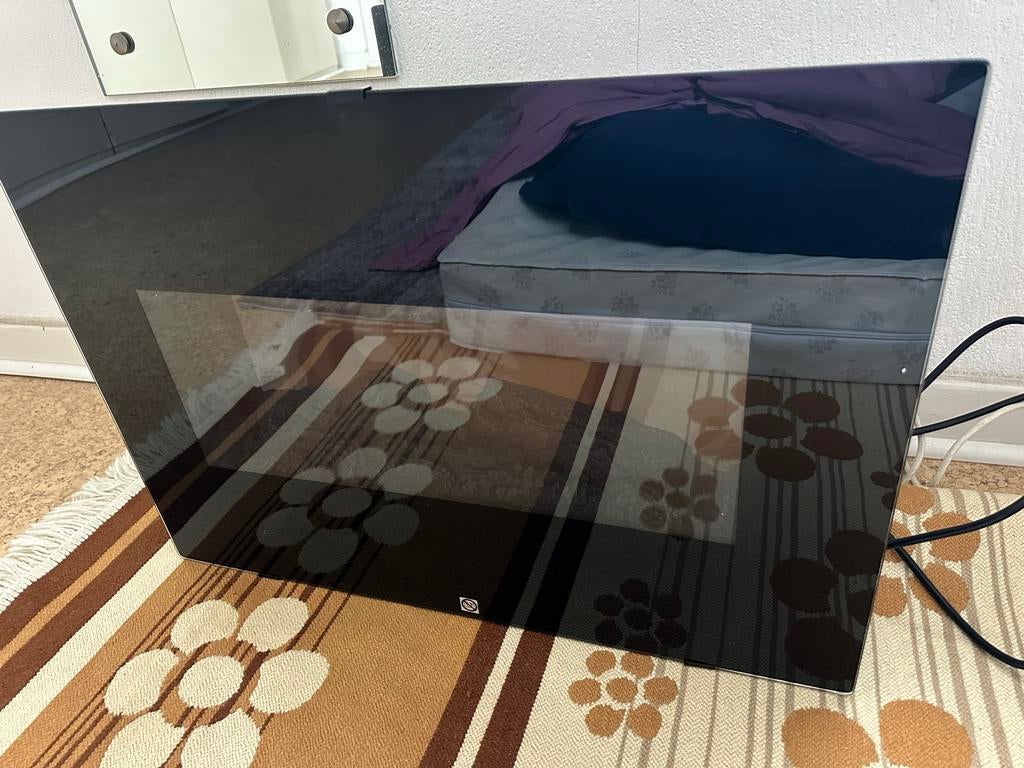 Elektrische haard met LED-vlammen, zwart glas, Huis en Inrichting, Haarden, Ophalen of Verzenden, Zo goed als nieuw, Inbouwhaard