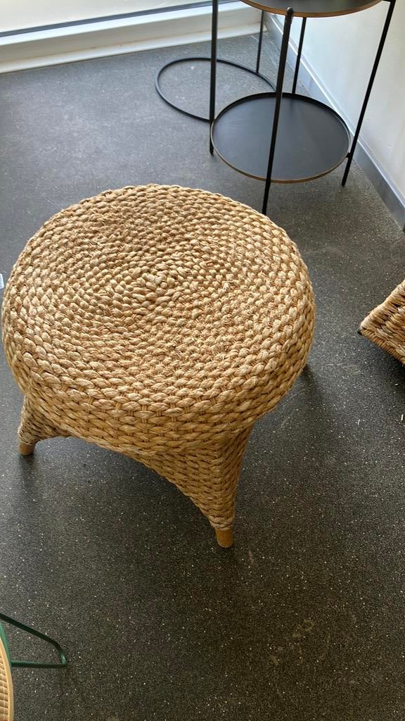 Rieten poef, Ophalen, Gebruikt, Rond, Minder dan 50 cm