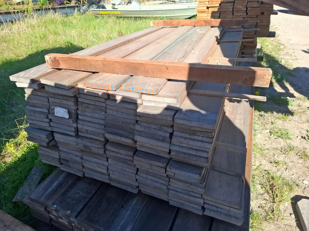 Hardhout azobe planken 200x15x2 bezorgen mogelijk, Tuin en Terras, Palen, Balken en Planken, Ophalen, Planken, Nieuw, Hardhout