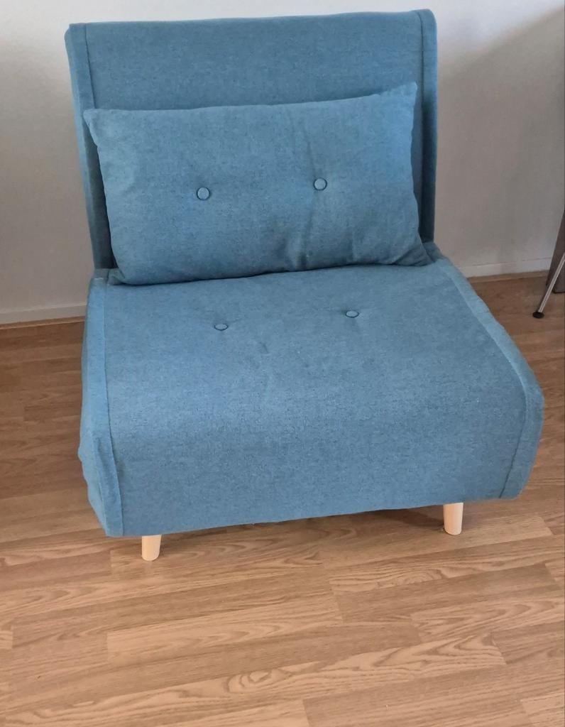 1 persoons slaapbank slaapfauteuil /logeerbed slaapstoel, Ophalen, Eenpersoons, Blauw, 190 cm of minder