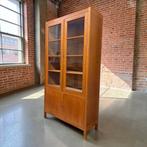 Vintage XL hoge houten vitrinekast / kast / labokast, Ophalen, Gebruikt, 50 tot 70 cm, 105 cm of meer