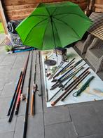 Partij visspullen, +- 15 hengels, Paraplu, Shakespeare, Ophalen, Molen