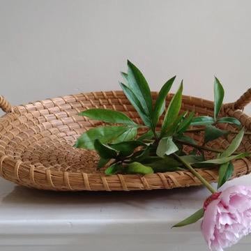 Vintage handgemaakte mand, schaal brocant landelijk cottage, Huis en Inrichting, Schaal, Rond, Ophalen of Verzenden, Zo goed als nieuw