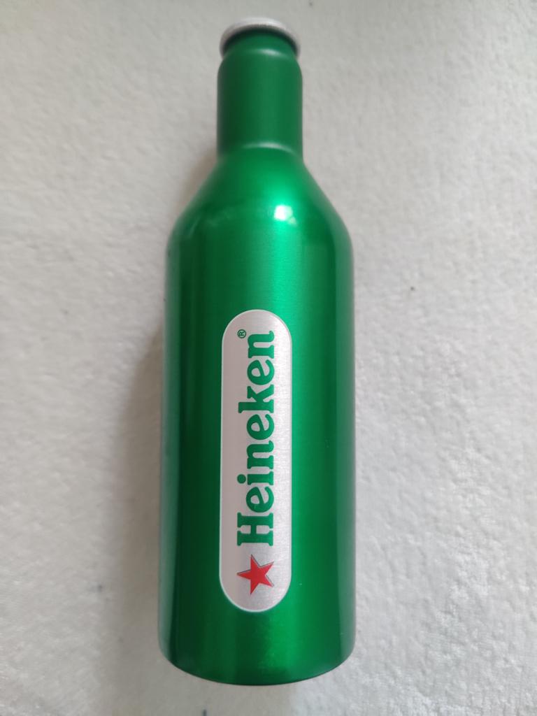 Heineken aluminium club bottle, Ophalen of Verzenden, Zo goed als nieuw, Flesje(s), Heineken