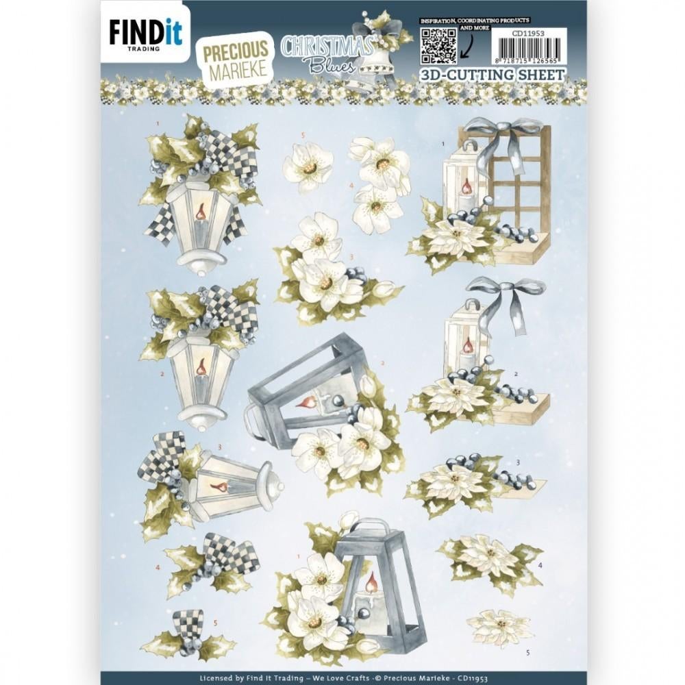 Precious Marieke CD11953 Christmas Blues Lanterns 3D knipvel, Kerst, ., Nieuw, Ophalen of Verzenden