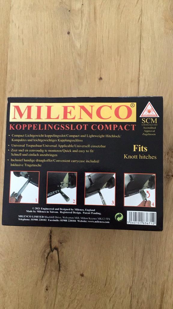 Milenco Compact Koppelingsslot SCM Goedgekeurd, Caravans en Kamperen, Caravan accessoires, Ophalen of Verzenden, Zo goed als nieuw