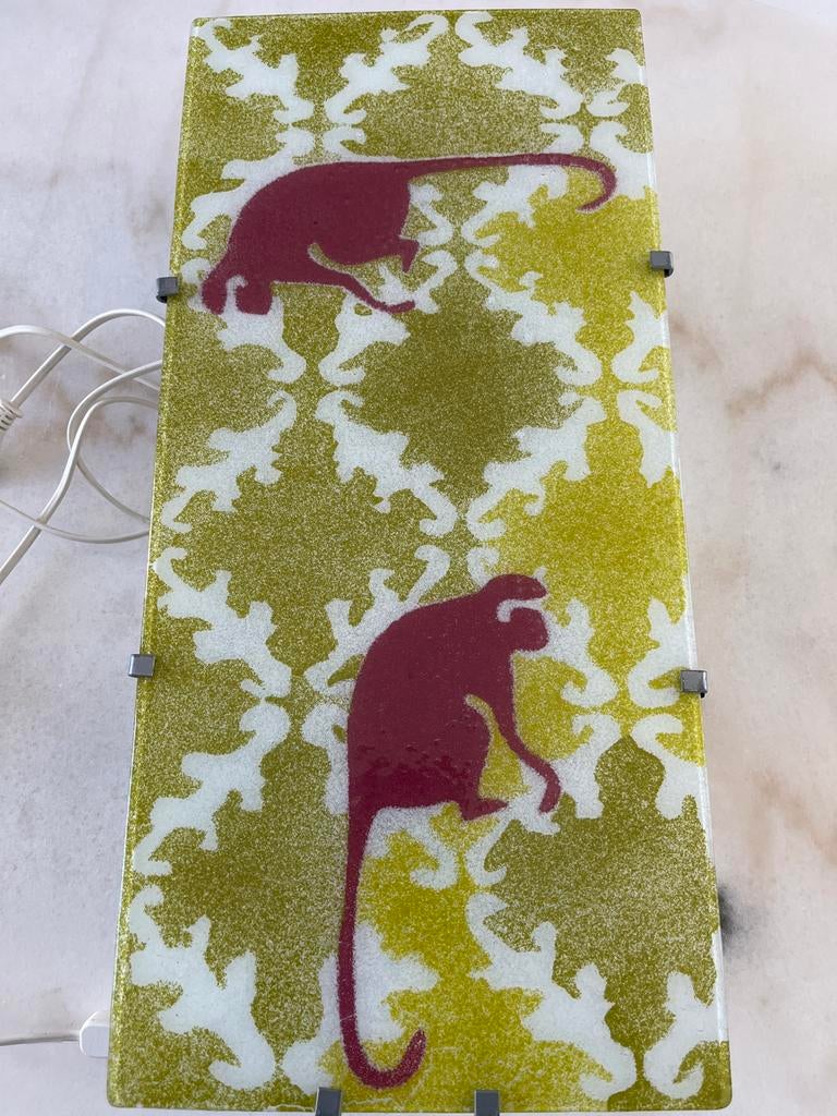 Vintage IKEA GYLLEN wandlamp met apen, Ophalen of Verzenden, Gebruikt, Glas