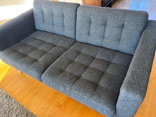 Landskrona IKEA tweezitsbank donkergrijs/hout, Ophalen, Gebruikt, 150 tot 200 cm, Tweepersoons