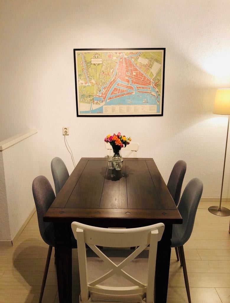 Antieke houten eetkamertafel - 80x140 cm, Ophalen