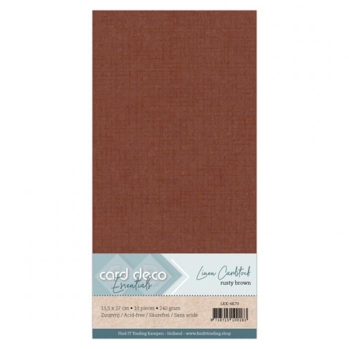 Card Deco linnenkarton vierkant 70 rusty brown 10 vel, Overige merken, Papier of Karton, ., Nieuw