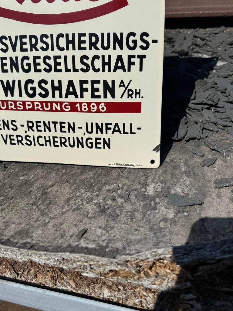 Vintage Atlas Verzekeringsbord - Ludwigshafen 1896, Ophalen of Verzenden