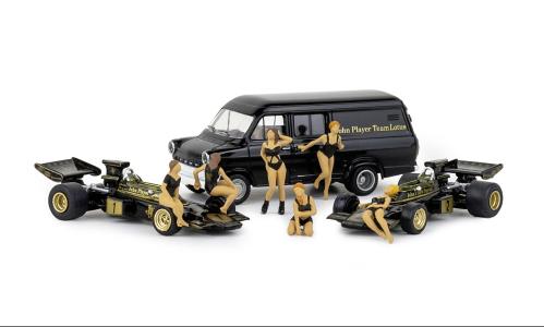 Set John Player Team Lotus JPS met figuren- Lotus Ford 72 F1, -, Nieuw, Ophalen of Verzenden, Brekina 1:87