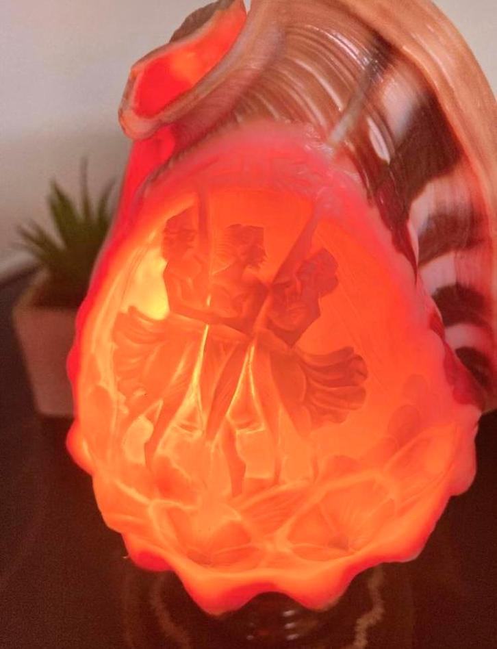 Antieke Cameelamp drie godinnen schelp lamp kunst., Antiek en Kunst, Antiek | Lampen, Ophalen