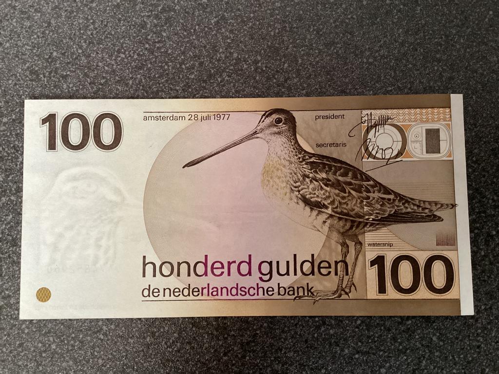 100 gulden 1977 UNC, Postzegels en Munten, Bankbiljetten | Nederland, Ophalen of Verzenden, 100 gulden