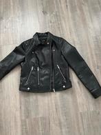 Stoere zwarte imitatie leren dames jas - Maat M, Ophalen of Verzenden, Zo goed als nieuw, Maat 38/40 (M), Zwart