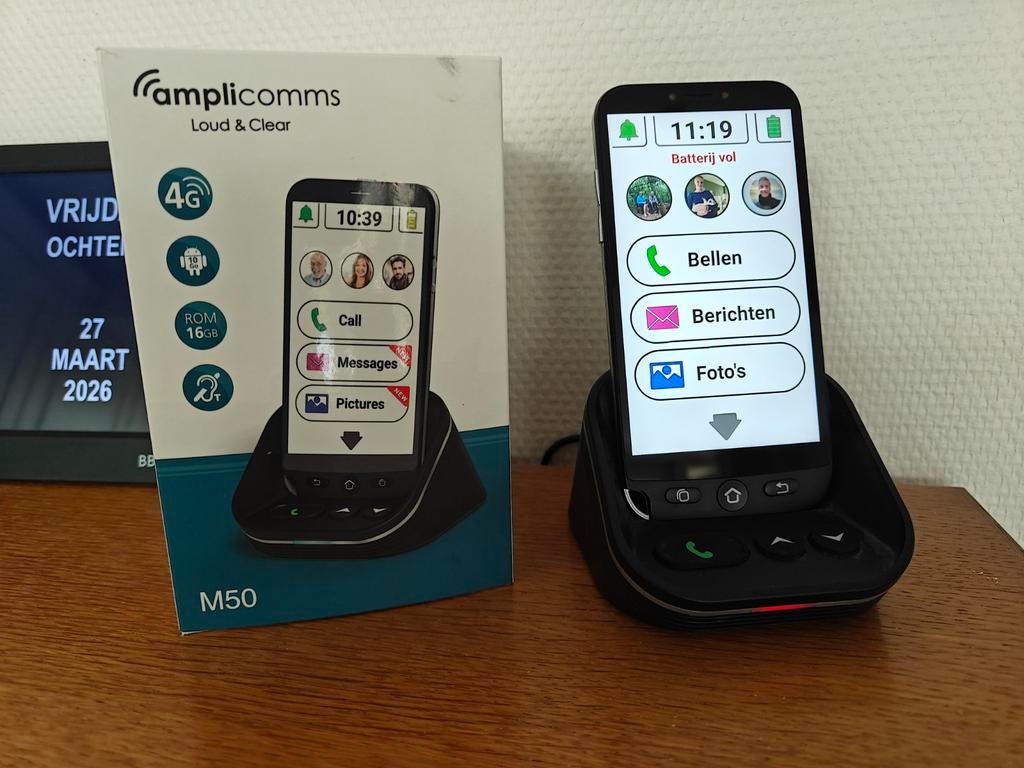 Amplicomms M50 senioren smartphone met SOS (Swissvoice verg), Ophalen of Verzenden, Zo goed als nieuw, Klassiek of Candybar, Zonder simlock