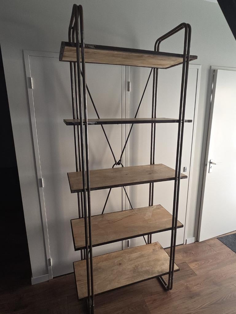 Industriële kast - 220x90x45 cm - Goede conditie, Huis en Inrichting, Kasten | Boekenkasten, Overige houtsoorten, Met plank(en)