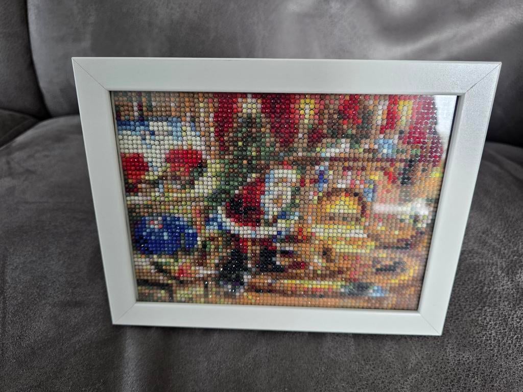 Diamond painting kersttafereel in lijst, Minder dan 50 cm, Nieuw, Ophalen of Verzenden, Minder dan 50 cm