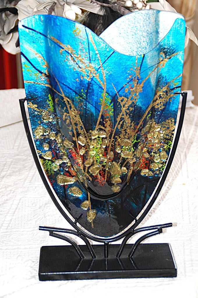 Italiaanse glazen vaas, Ophalen of Verzenden, Overige kleuren, Aardewerk of Porselein, Minder dan 50 cm